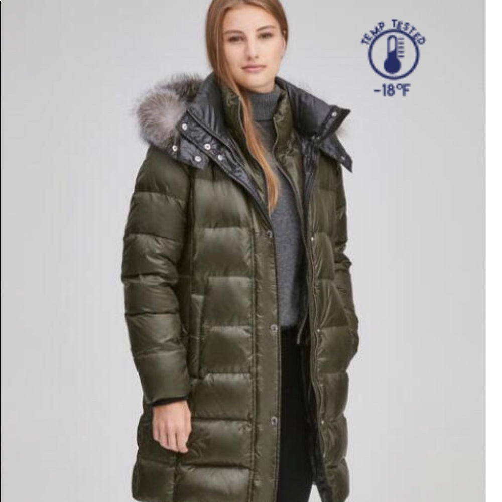 Black fur trimmed puffer coat by Andrew Marc